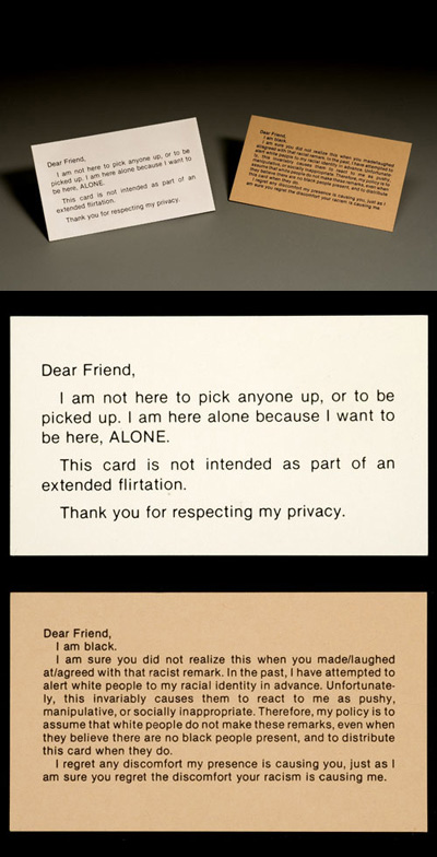 Adrian Piper's "Calling Card" (Source: Indiana University Art Museum)
