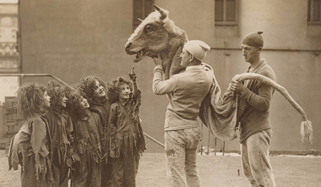 Kids and a Cow Puppet (Source: State Library of New South Wales/Flickr)