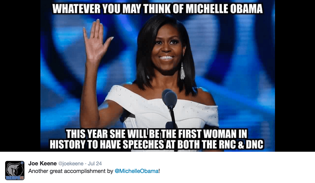 Michelle Obama (Source: Joe Keene/Twitter)