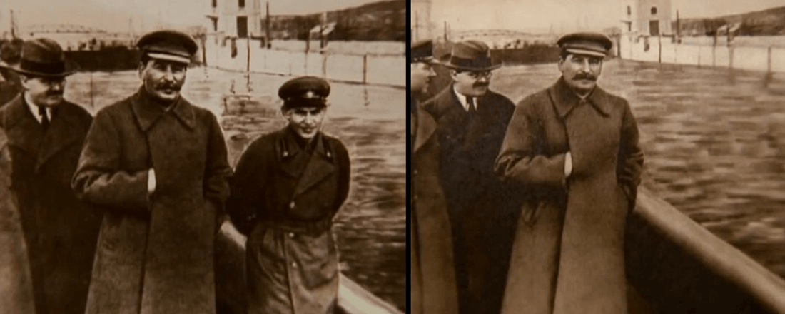 The infamous doctored photo from the Stalin era (Source: Business Insider)