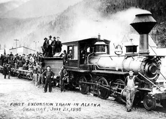 The first excursion train in Skagway, Alaska (Source: UW Libraries Digital Collection/Flickr)