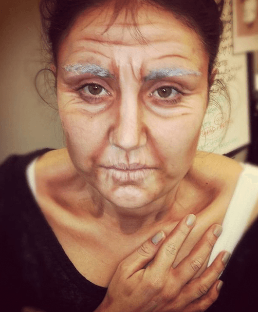 Megan in Old Person Makeup (Source: Bryont.net)