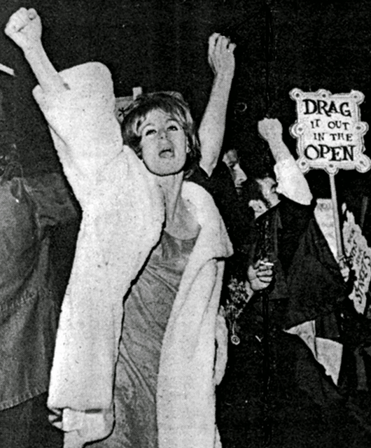 A Drag Queen during the Stonewall riots (Source: Eyes of Ben Sher/Blogspot)